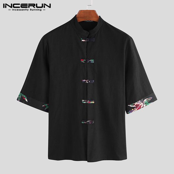 incerun summer men's shirt patchwork stand collar cotton short sleeve casual camisa 2019 chinese vintage shirts men streetwear, White;black
incerun summer men's shirt patchwork stand collar cotton short sleeve casual camisa 2019 chinese vintage shirts men streetwear, White;black