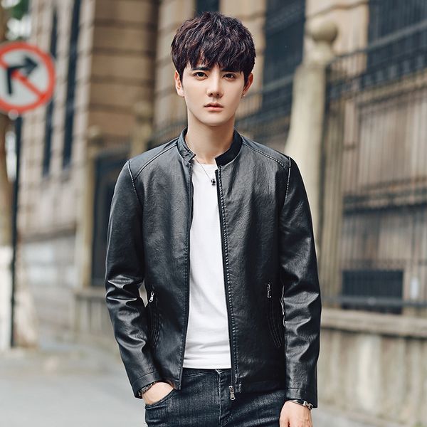 selling autumn clothing solid color large size stand collar washing locomotive pu leather men korean-style slim fit leather, Black
selling autumn clothing solid color large size stand collar washing locomotive pu leather men korean-style slim fit leather, Black