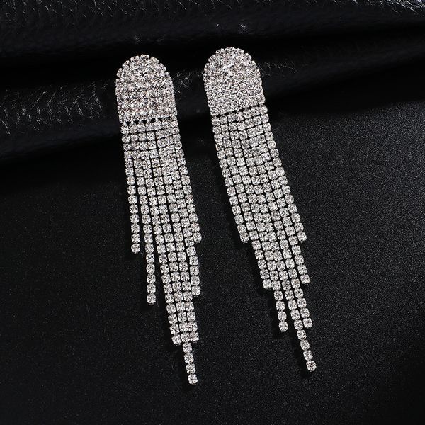 new bridal earrings long silver color tassel drop earrings for women sparkling rhinestone wedding jewelry elegant dangle earring
new bridal earrings long silver color tassel drop earrings for women sparkling rhinestone wedding jewelry elegant dangle earring