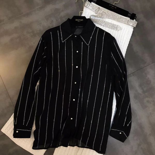 deat 2020 spring summer long sleeve turn down collar black diamonds blouse women mh306, White
deat 2020 spring summer long sleeve turn down collar black diamonds blouse women mh306, White