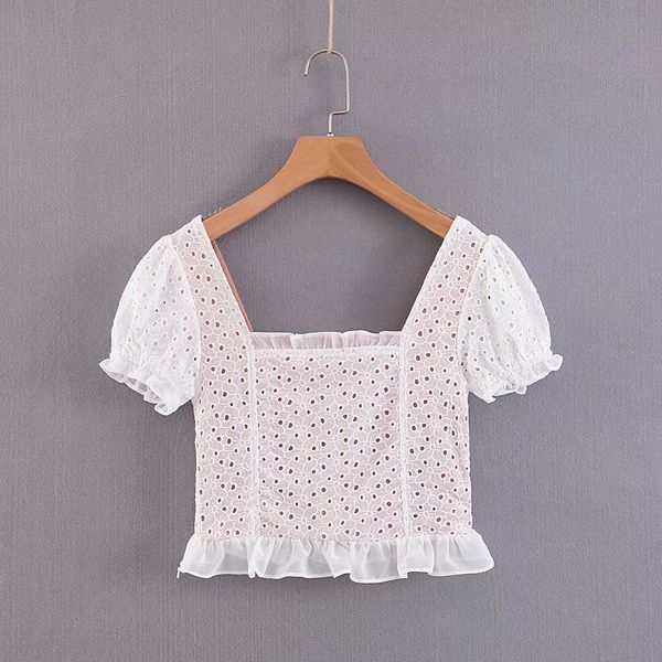 sweet girls puff sleeve smock fashion female ruffles embroidery hollow out square collar short casual ladies blusas, White
sweet girls puff sleeve smock fashion female ruffles embroidery hollow out square collar short casual ladies blusas, White