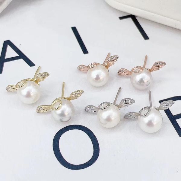925 sterling silver earrings cute angel stud earrings beautiful findings jewelry parts fittings for pearls beads stones, Blue;slivery
925 sterling silver earrings cute angel stud earrings beautiful findings jewelry parts fittings for pearls beads stones, Blue;slivery