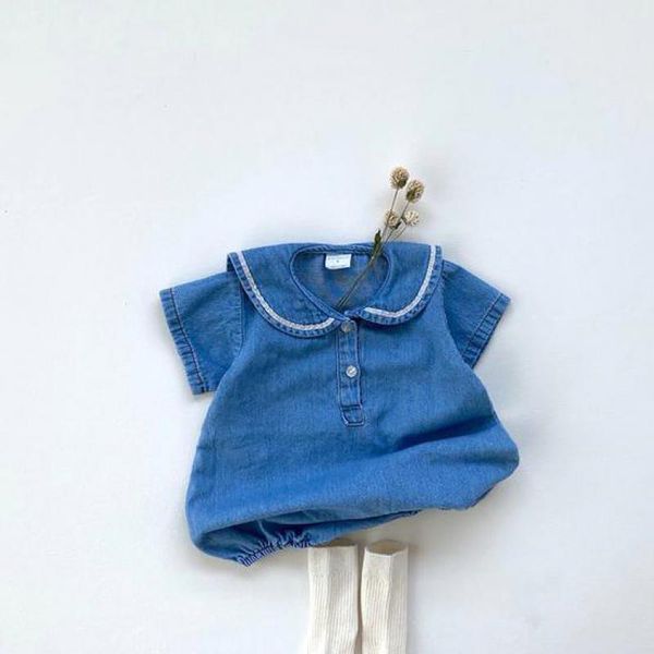 2020 summer toddlers baby denim soft bodysuits sailor collar korean style infants clothes casual overalls kids jumpsuits, Blue
2020 summer toddlers baby denim soft bodysuits sailor collar korean style infants clothes casual overalls kids jumpsuits, Blue