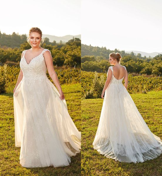 2019 plus size wedding dresses v neck cap sleeves sweep train backless lace wedding dress appliqued bead beach robe de mariée cheap, White
2019 plus size wedding dresses v neck cap sleeves sweep train backless lace wedding dress appliqued bead beach robe de mariée cheap, White