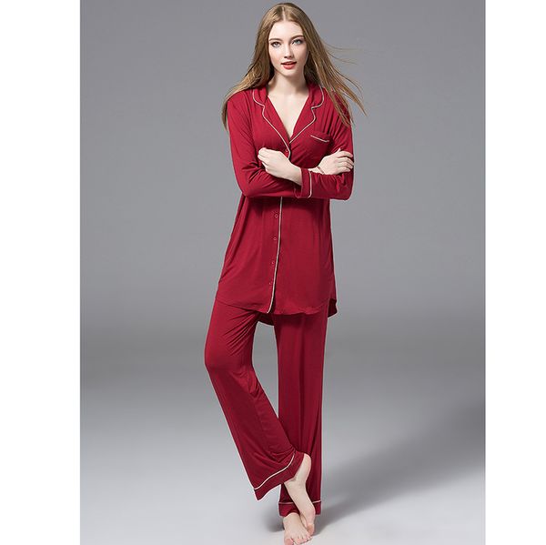 spring modal pajamas set women red black navy solid long-sleeve nightdress + long pants pyjamas femme bf style, Blue;gray
spring modal pajamas set women red black navy solid long-sleeve nightdress + long pants pyjamas femme bf style, Blue;gray