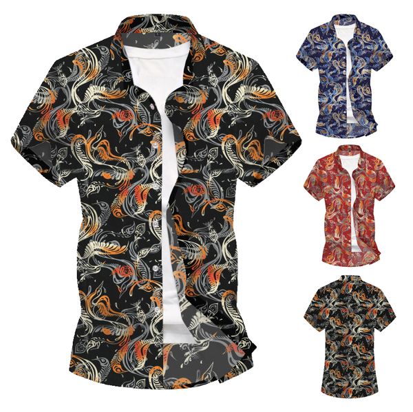 new men short sleeve shirt 2019 male casual floral print blouse summer spring hawaiian mens shirts slim fit party shirt top, White;black
new men short sleeve shirt 2019 male casual floral print blouse summer spring hawaiian mens shirts slim fit party shirt top, White;black