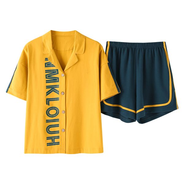 letter cardigan pajamas female short sleeve shorts pajamas tracksuit set series, Blue;gray
letter cardigan pajamas female short sleeve shorts pajamas tracksuit set series, Blue;gray