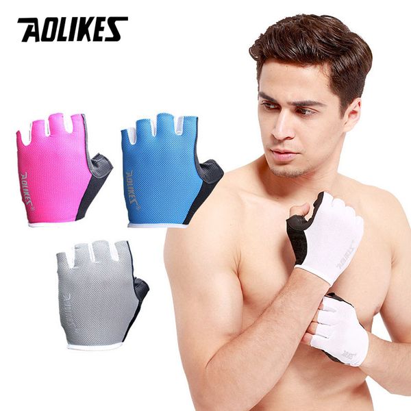 

aolikes 1 pair anti-skid breathable gym gloves body building training sport dumbbell fitness exercise weight lifting gloves