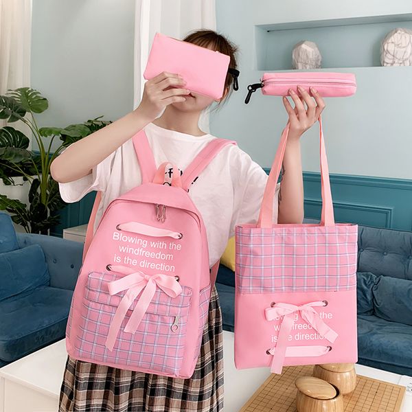 4pcs/set school bag for teenage girls women student canvas backpack mochila backpack schoolbag 2020 ribbons shoulder bags
4pcs/set school bag for teenage girls women student canvas backpack mochila backpack schoolbag 2020 ribbons shoulder bags