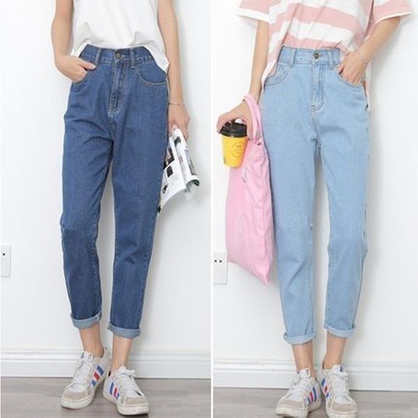 2019 new slim tights retro high waist jeans women's four seasons pants full length pants loose pencil jeans s-xxl, Blue
2019 new slim tights retro high waist jeans women's four seasons pants full length pants loose pencil jeans s-xxl, Blue