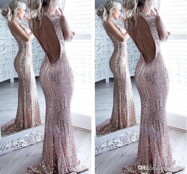 new rose gold backless mermaid sequined long prom dresses high neck full length elegant vintage long formal party evening gowns aw344, Black
new rose gold backless mermaid sequined long prom dresses high neck full length elegant vintage long formal party evening gowns aw344, Black