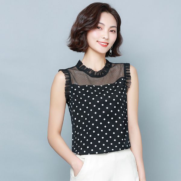 women halter basic brief vest tank sleeveless polka dots mesh splice women summer camisole, White
women halter basic brief vest tank sleeveless polka dots mesh splice women summer camisole, White
