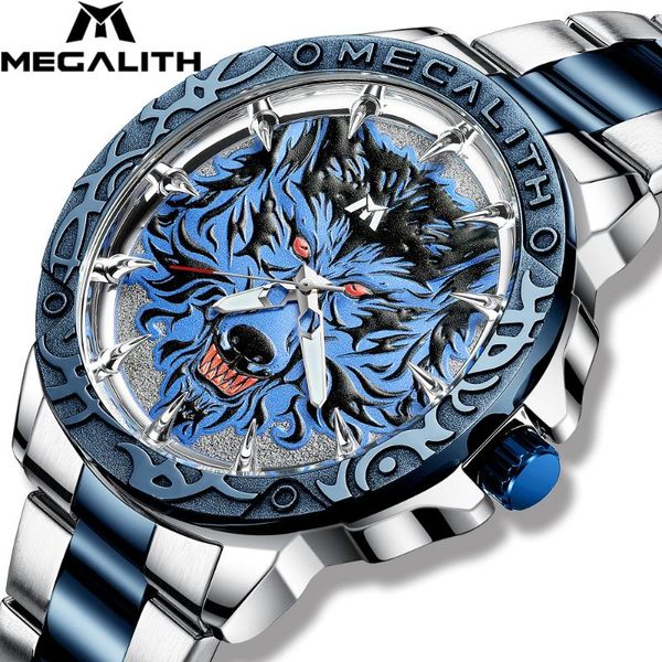 megalith men fashion wolf head embossed watch stainless steel wrist watch sports army quartz watches clock, Slivery;brown
megalith men fashion wolf head embossed watch stainless steel wrist watch sports army quartz watches clock, Slivery;brown