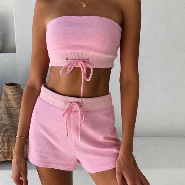 two piece set women loungewear tube and jogging shorts set drawstring 2 pieces high waist biker shorts club outfit, White
two piece set women loungewear tube and jogging shorts set drawstring 2 pieces high waist biker shorts club outfit, White