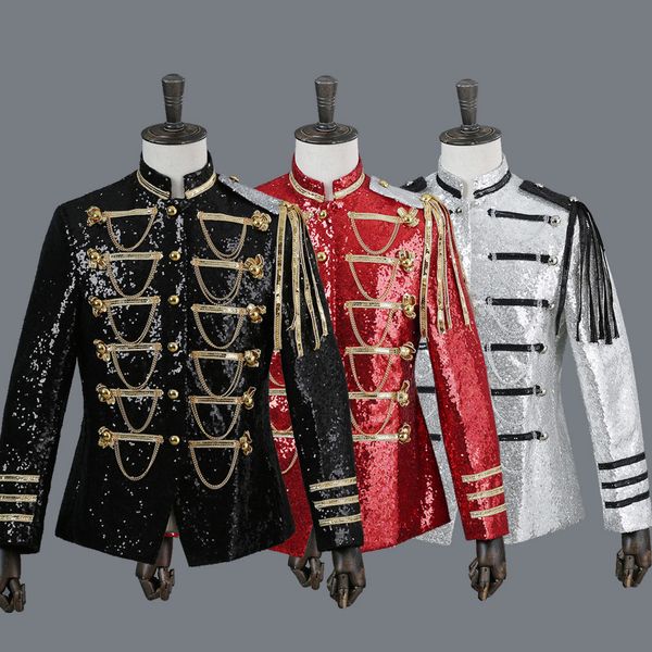 men classic court blazer stage costumes for singers dj paillette silver white red black slim fit sequin suit jacket men jacket, White;black
men classic court blazer stage costumes for singers dj paillette silver white red black slim fit sequin suit jacket men jacket, White;black
