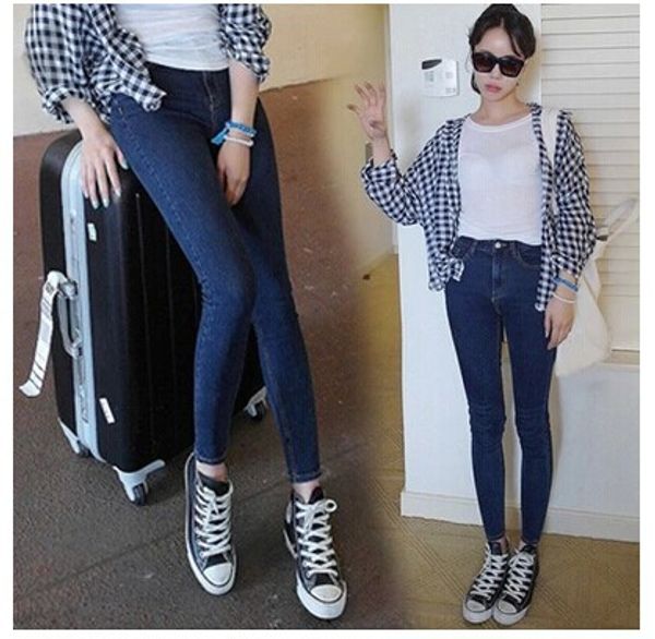 862 # korean-style high-waisted with holes elasticity capri jeans women's skinny pants fashion, Blue
862 # korean-style high-waisted with holes elasticity capri jeans women's skinny pants fashion, Blue