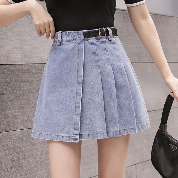 skirts high waist slim denim skirt a-line wild bag hip short pleated female belt mini saia jeans feminina, Black
skirts high waist slim denim skirt a-line wild bag hip short pleated female belt mini saia jeans feminina, Black