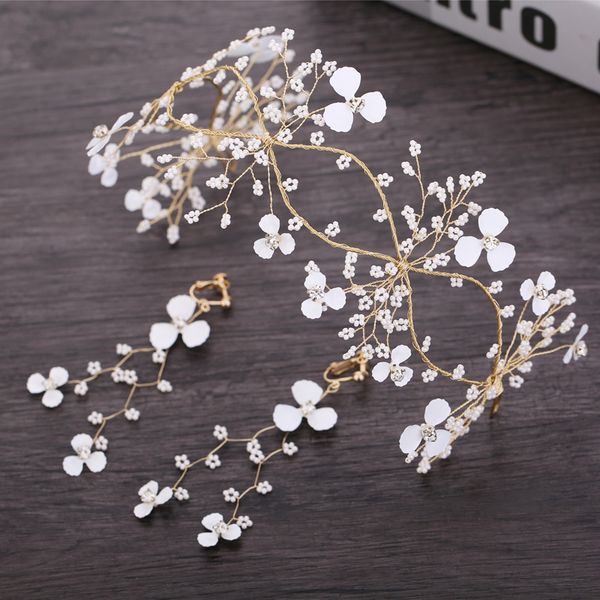 new super fairy handmade flower earrings sets bride bead headwear wedding hair accessories, White;golden
new super fairy handmade flower earrings sets bride bead headwear wedding hair accessories, White;golden