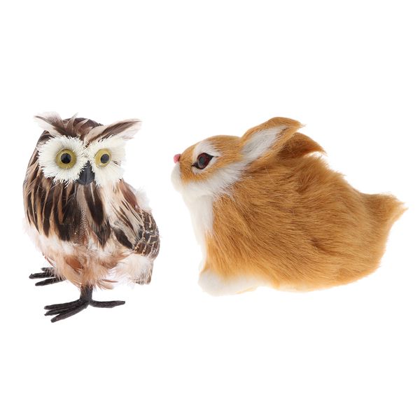 realistic owl rabbit figure home outdoor garden office desk decor