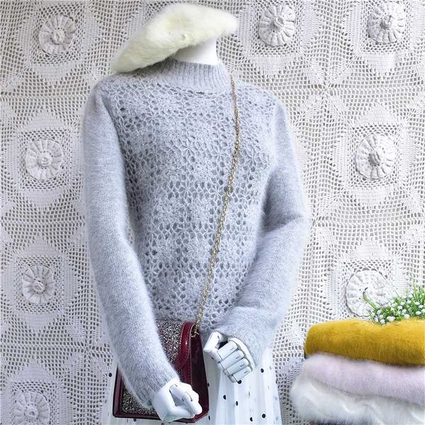 autumn and winter women's warm sweater angora hair mink velvet knitted hollow texture long sleeve slim pullover mujer, White;black
autumn and winter women's warm sweater angora hair mink velvet knitted hollow texture long sleeve slim pullover mujer, White;black