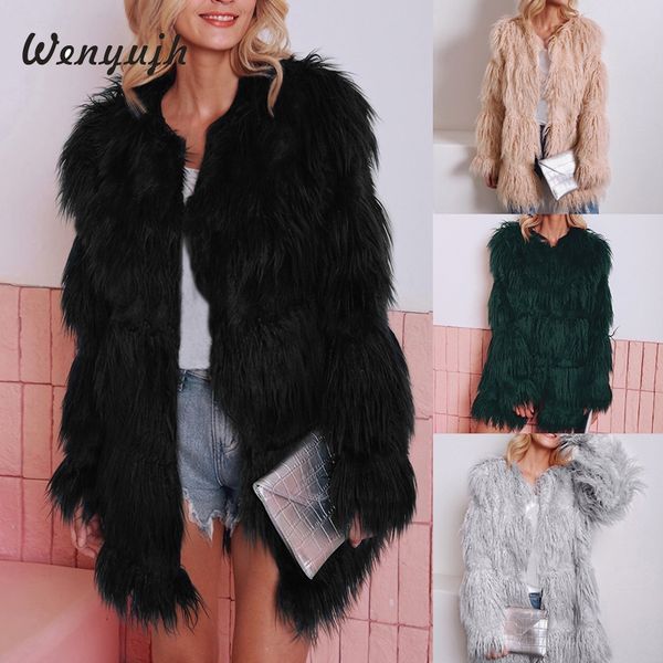 wenyujh new women's shaggy faux fur solid slim coats autumn winter warm long sleeve short jacket pockets fashion casual coats, Black
wenyujh new women's shaggy faux fur solid slim coats autumn winter warm long sleeve short jacket pockets fashion casual coats, Black