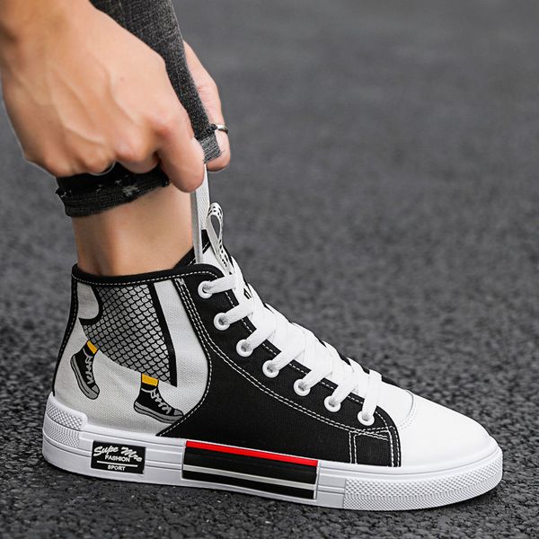 high canvas men's shoes student shoes sports casual breathable youth trend non-slip rubber sole men's fashion sneakers, Black
high canvas men's shoes student shoes sports casual breathable youth trend non-slip rubber sole men's fashion sneakers, Black