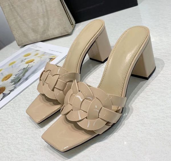 genuine leather slippers women designer shoes woman sandals female slides lady dress heels, Black