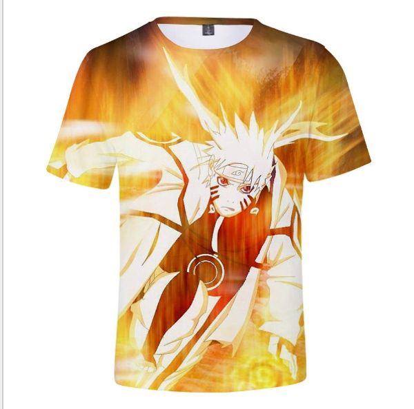 

2019 explosion models naruto print 3d digital short-sleeved adult childrens wear men and women trend youth casual short sleeve, White;black