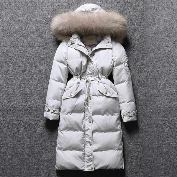 women's down & parkas winter 90% duck jacket women hood slim coat parka natural raccoon fur warm long overcoat manteau femme lx2261, Black
women's down & parkas winter 90% duck jacket women hood slim coat parka natural raccoon fur warm long overcoat manteau femme lx2261, Black