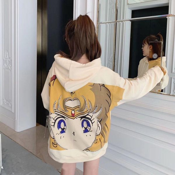 pretty girl water ice moon set head hooded hoodie long style hoodie printed drill large size loose bottom net infrared cover female, Black
pretty girl water ice moon set head hooded hoodie long style hoodie printed drill large size loose bottom net infrared cover female, Black