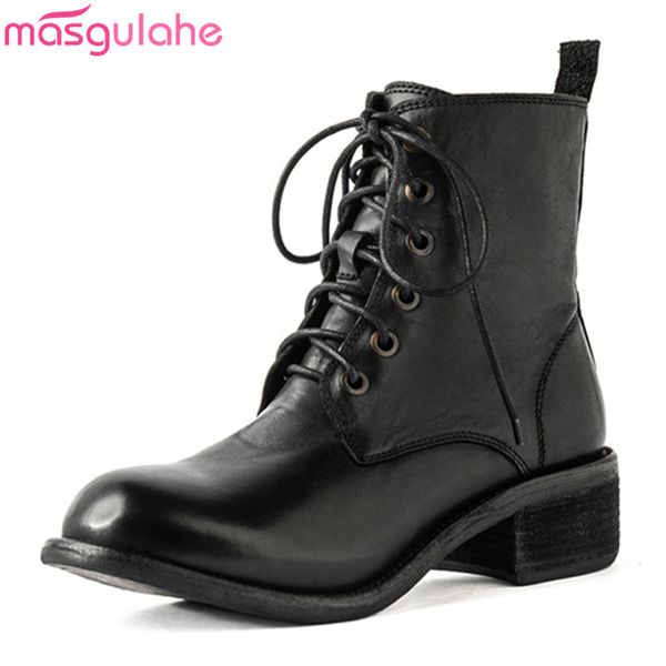 masgulahe 2020 autumn genuine leather ankle boots med heels round toe lace up ladies shoes fashion women boots, Black
masgulahe 2020 autumn genuine leather ankle boots med heels round toe lace up ladies shoes fashion women boots, Black