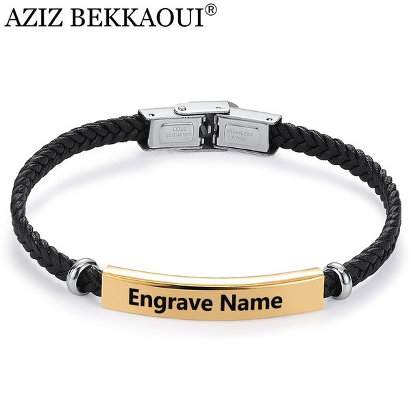 aziz bekkaoui customized engrave black leather bracelet for women men engrave messages with stainless steel id tag jewelry gift, Golden;silver
aziz bekkaoui customized engrave black leather bracelet for women men engrave messages with stainless steel id tag jewelry gift, Golden;silver