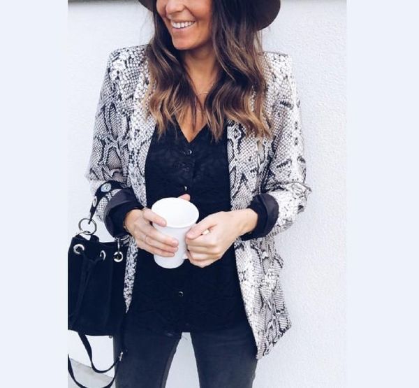 business suits snake print blazer women fashion coat llady jacket female casual open outwear jacket blazer, Black;brown
business suits snake print blazer women fashion coat llady jacket female casual open outwear jacket blazer, Black;brown