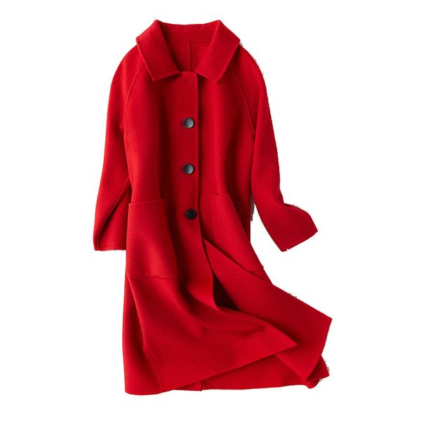 ladies woolen overcoat wool blend coat winter loose women windbreaker long jacket classic double face cute cashmere red coat, Black
ladies woolen overcoat wool blend coat winter loose women windbreaker long jacket classic double face cute cashmere red coat, Black