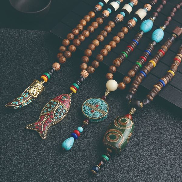 women's ethnic style vintage wooden bead pendant necklace tibetan necklace women girls clothing accessories#290483, Silver
women's ethnic style vintage wooden bead pendant necklace tibetan necklace women girls clothing accessories#290483, Silver