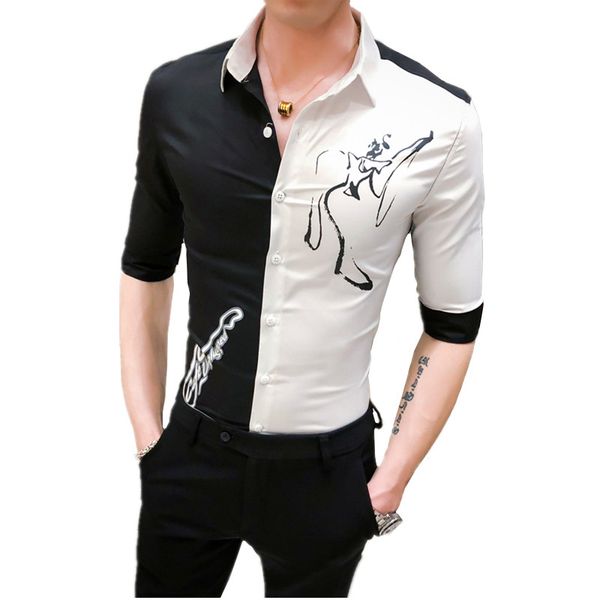 men's casual shirts black and white stitching shirt men spring autumn fashion slim size 3xl camisa masculina, White;black
men's casual shirts black and white stitching shirt men spring autumn fashion slim size 3xl camisa masculina, White;black