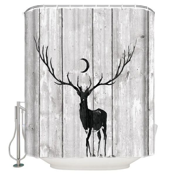 abstract deer and moon silhouetted against a rural background polyester fabric bathroom shower curtain with hooks
abstract deer and moon silhouetted against a rural background polyester fabric bathroom shower curtain with hooks