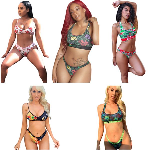 letter design women bikini suit floral shark print swimwear sports push up bra vest + shorts 2 piece outfits girls swimsuit bathing suit ins, Blue 
letter design women bikini suit floral shark print swimwear sports push up bra vest + shorts 2 piece outfits girls swimsuit bathing suit ins, Blue