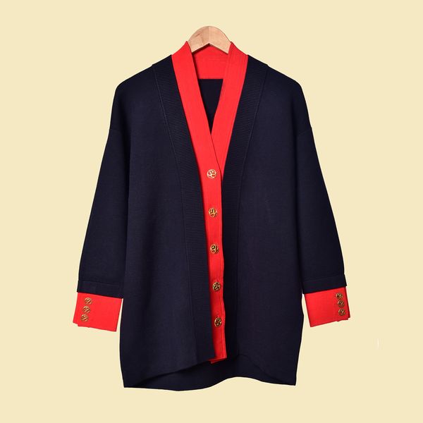 2019 autumn and winter new matching color piping metal buttoned knit cardigan coat winter clothes women, White;black
2019 autumn and winter new matching color piping metal buttoned knit cardigan coat winter clothes women, White;black