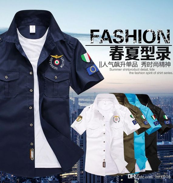 air force one flight short sleeve a green cotton shirt for men's wear korean edition young men's shirt #1617, White;black
air force one flight short sleeve a green cotton shirt for men's wear korean edition young men's shirt #1617, White;black