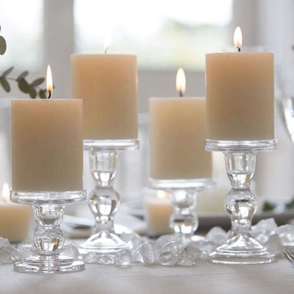 clear glass pillar candle holder, dual use taper candle stand for pillar or taper candlesticks (2 pack
clear glass pillar candle holder, dual use taper candle stand for pillar or taper candlesticks (2 pack