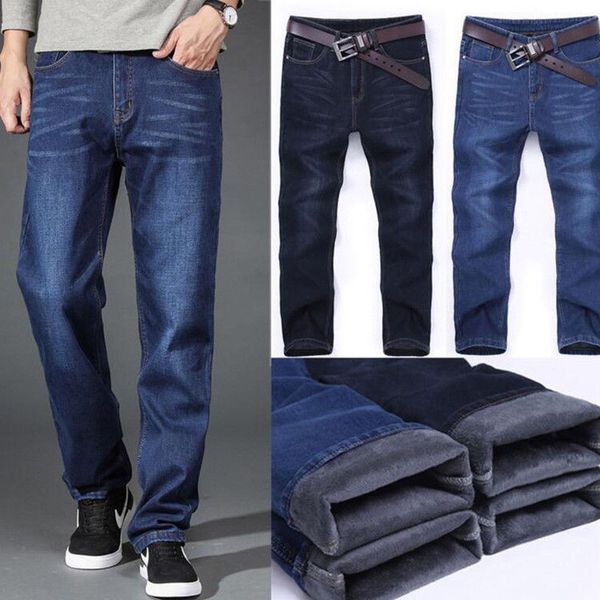 men's winter thick thermal jeans fleece lined denim pants cotton warm trousers, Black
men's winter thick thermal jeans fleece lined denim pants cotton warm trousers, Black