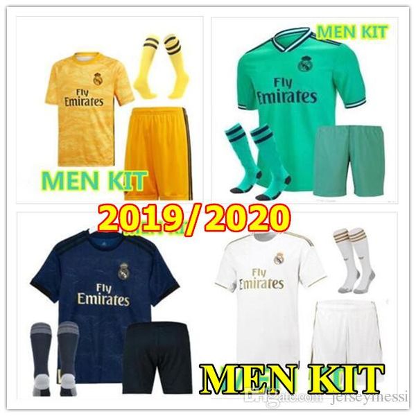 2019/20 real madrid football shirt shorts socks 19/20 football clothing asensio hazard modric ramos marcelo bale isco football clothin, Black;yellow