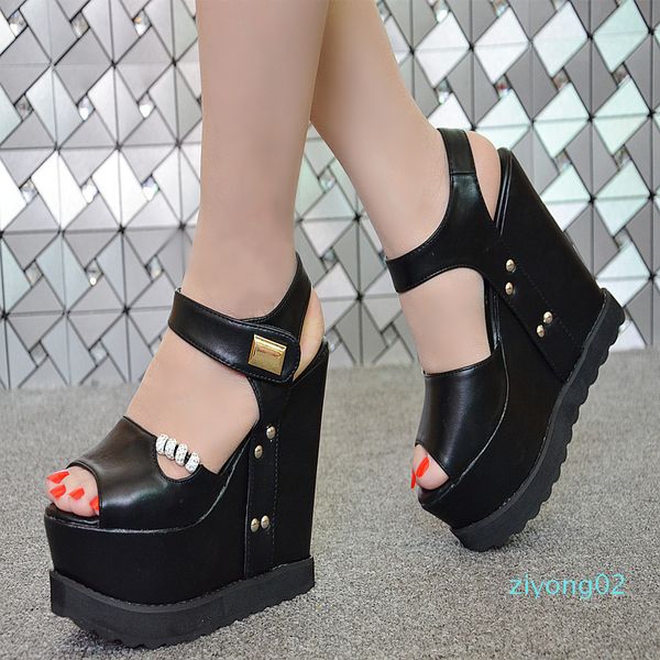 2018 summer new wedge 15 cm nightclub thick-soled muffin sandals super high heel women sandals simple elegant high heels z02, Black
2018 summer new wedge 15 cm nightclub thick-soled muffin sandals super high heel women sandals simple elegant high heels z02, Black