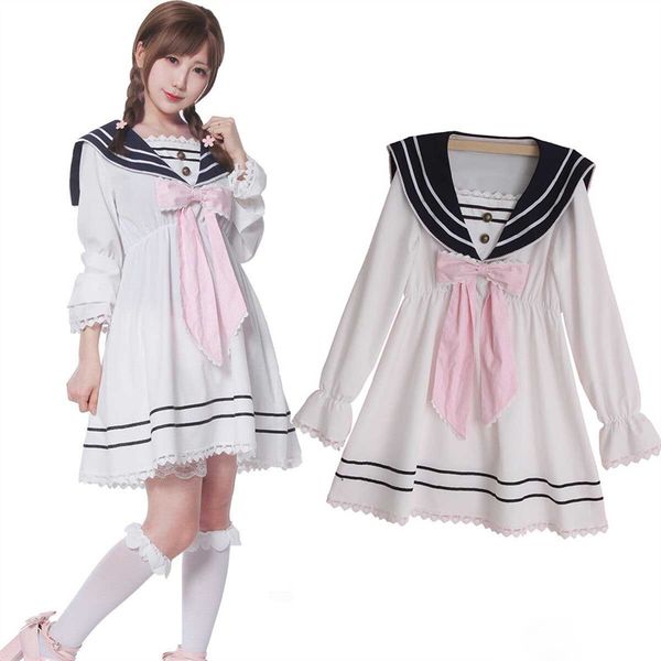preppy style japanese women lolita bowknot chiffon long sleeve dress jk uniform sailor dresses girls party princess lace dress, Black;gray
preppy style japanese women lolita bowknot chiffon long sleeve dress jk uniform sailor dresses girls party princess lace dress, Black;gray