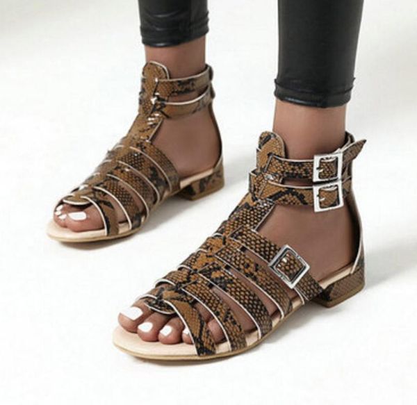 women gladiators summer leopard buckle flat roman leisure sandals zipper shoes, Black
women gladiators summer leopard buckle flat roman leisure sandals zipper shoes, Black