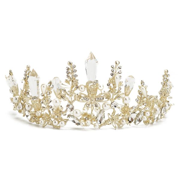 queen baroque bridal wedding gold crystal pearl crown tiara headband headpiece, Golden;white
queen baroque bridal wedding gold crystal pearl crown tiara headband headpiece, Golden;white