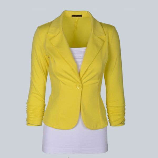 2019 spring small suit casual fashion a buckle thin self-cultivation solid blazer women's office lady short suit womens clothing, White;black
2019 spring small suit casual fashion a buckle thin self-cultivation solid blazer women's office lady short suit womens clothing, White;black