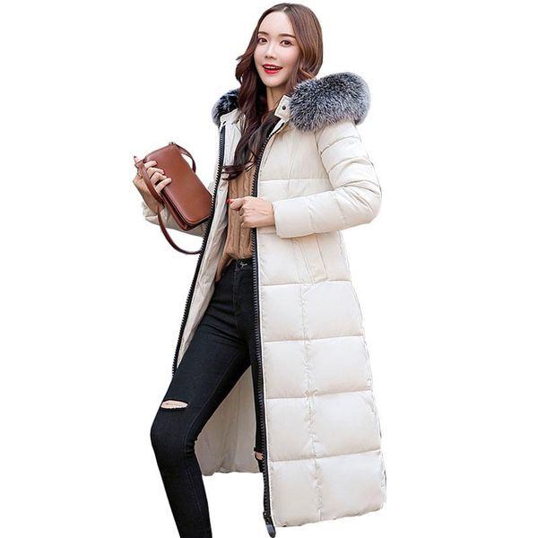 hooded winter down coat jacket long warm slim women cotton-padded wadded parkas outwear chaqueta mujer, Black
hooded winter down coat jacket long warm slim women cotton-padded wadded parkas outwear chaqueta mujer, Black