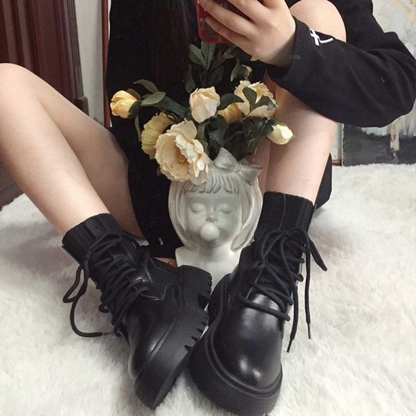 women boots warm new muffin thick bottom round head boots female girl korean version gothic women shoes, Black
women boots warm new muffin thick bottom round head boots female girl korean version gothic women shoes, Black